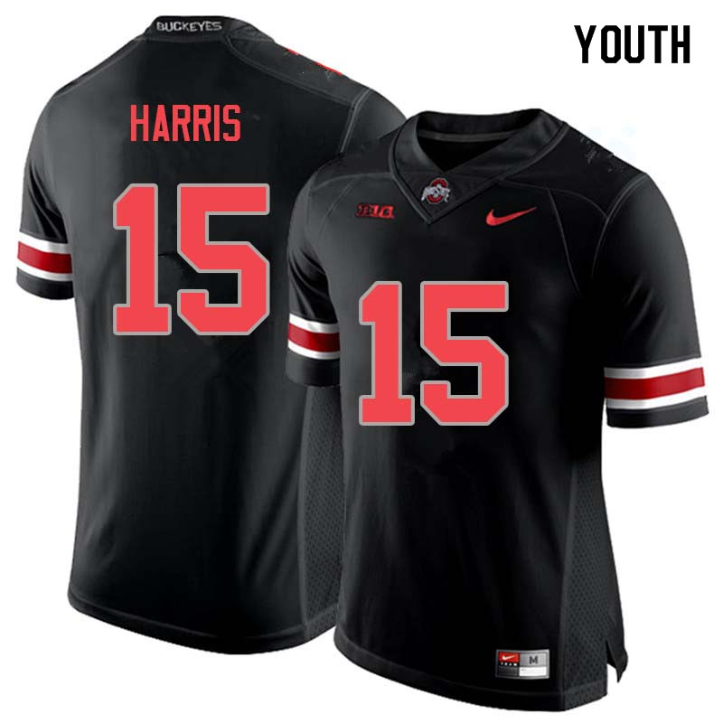 Youth Ohio State Buckeyes #15 Jaylen Harris Blackout Authentic College Stitched Football Jersey 23KK043ZM